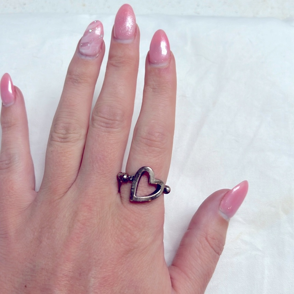 Sterling silver Gucci, heart-shaped ring size 8